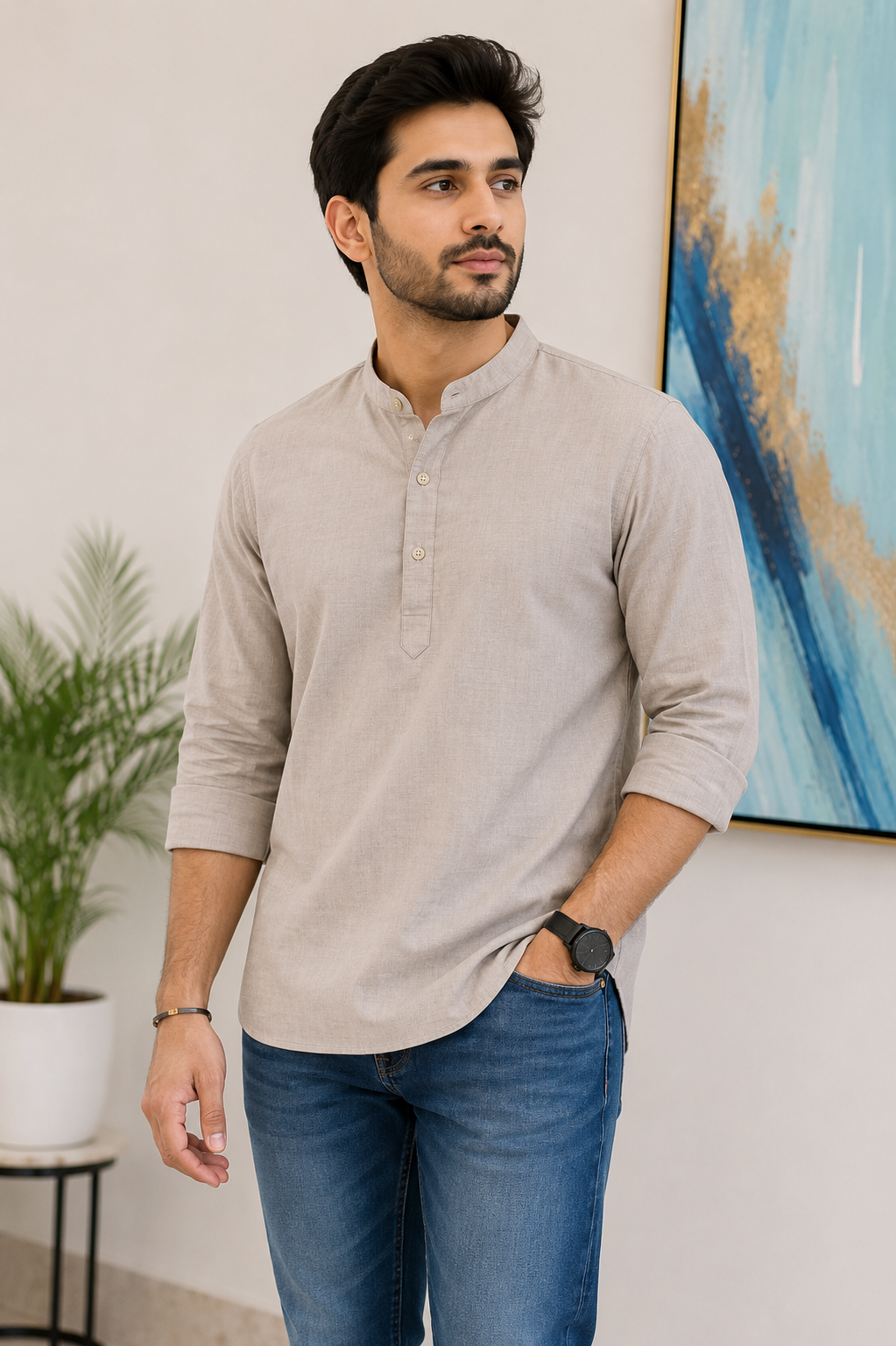 KPC1051 Greige Color Kurta