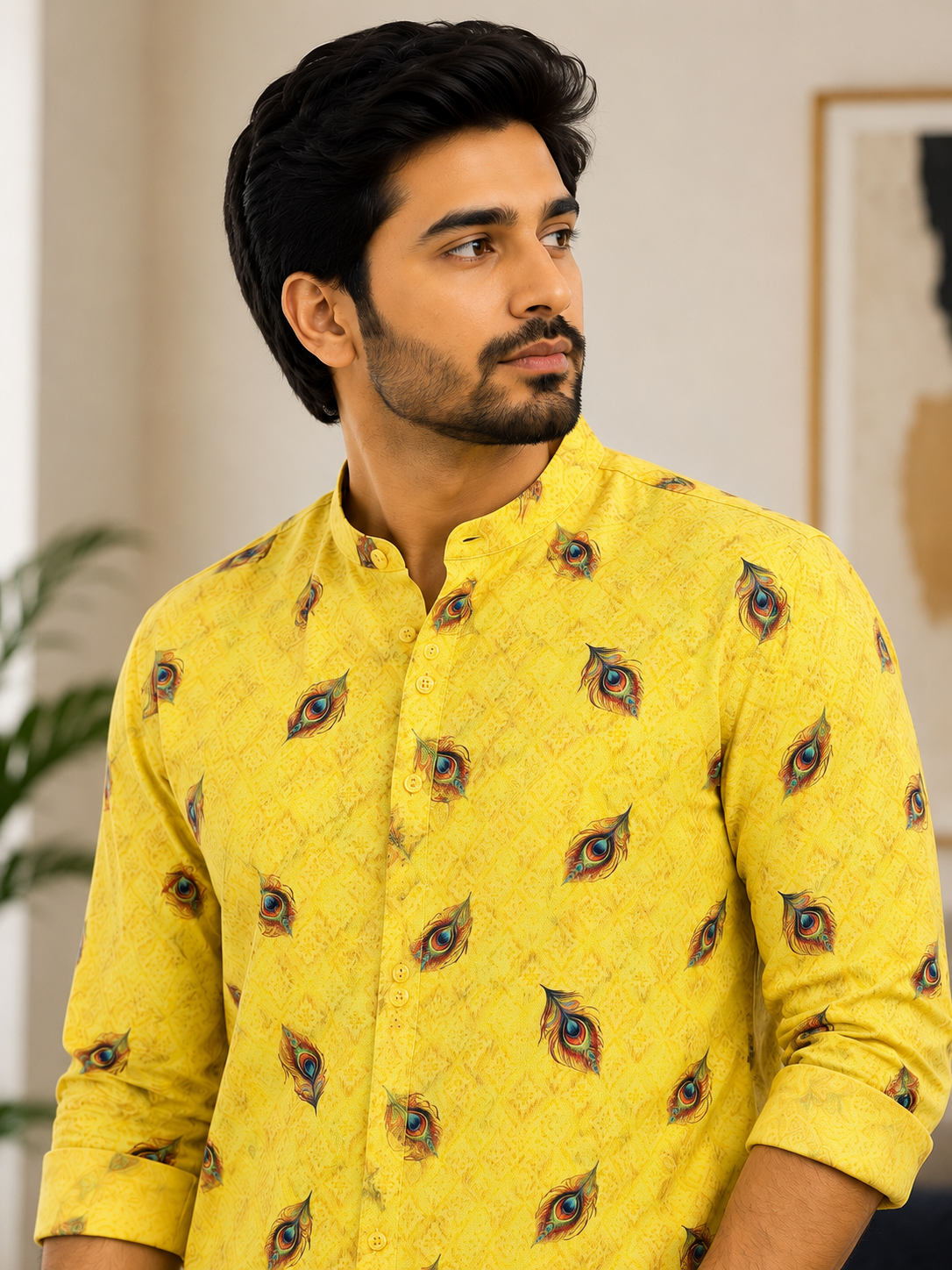 KPC1049 Cotton Yellow Printed Kurta