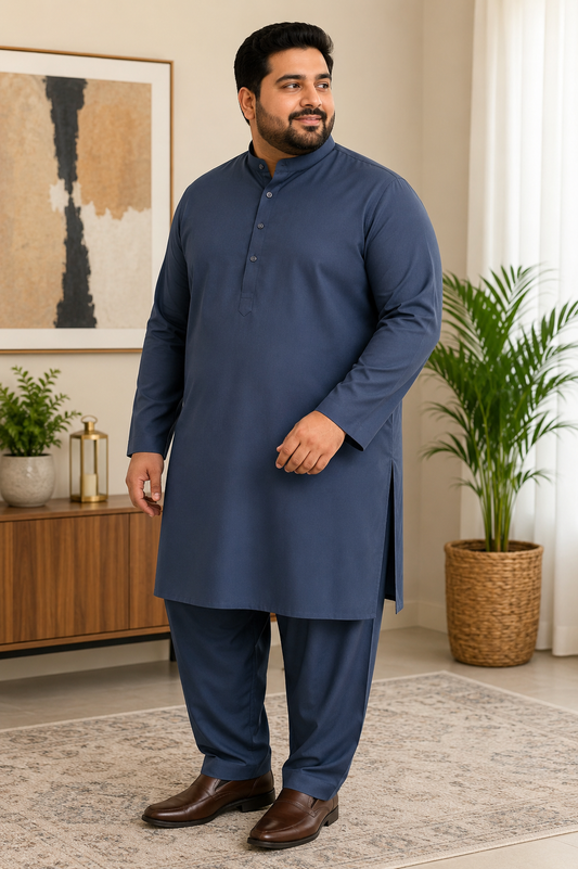 KPD4098 Plus Size Dark Blue Kurta Pyjama