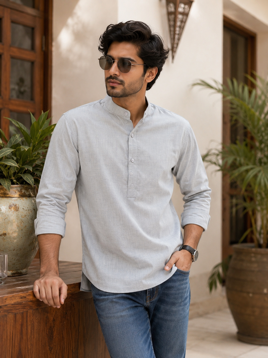 KPC1055 Plain Grey Kurta