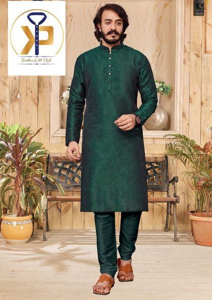 plain green kurta pyjama