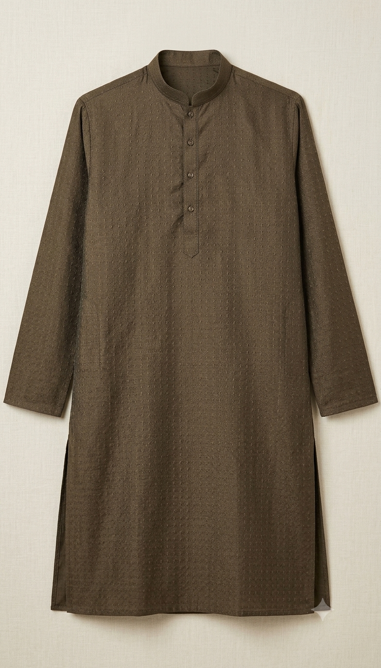 KPD4030 Brown Self Design with Lining Plus Size Kurta Set