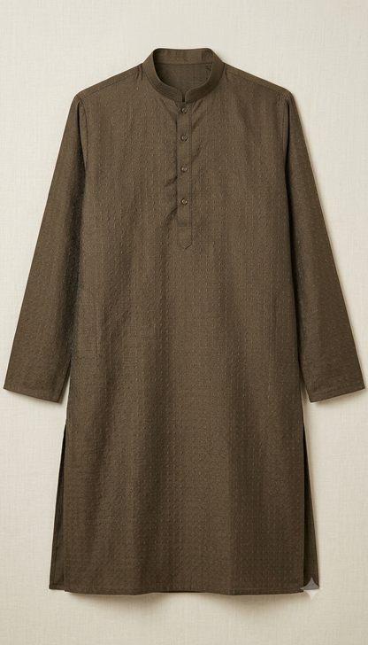 KPD4030 Brown Self Design with Lining Plus Size Kurta Set