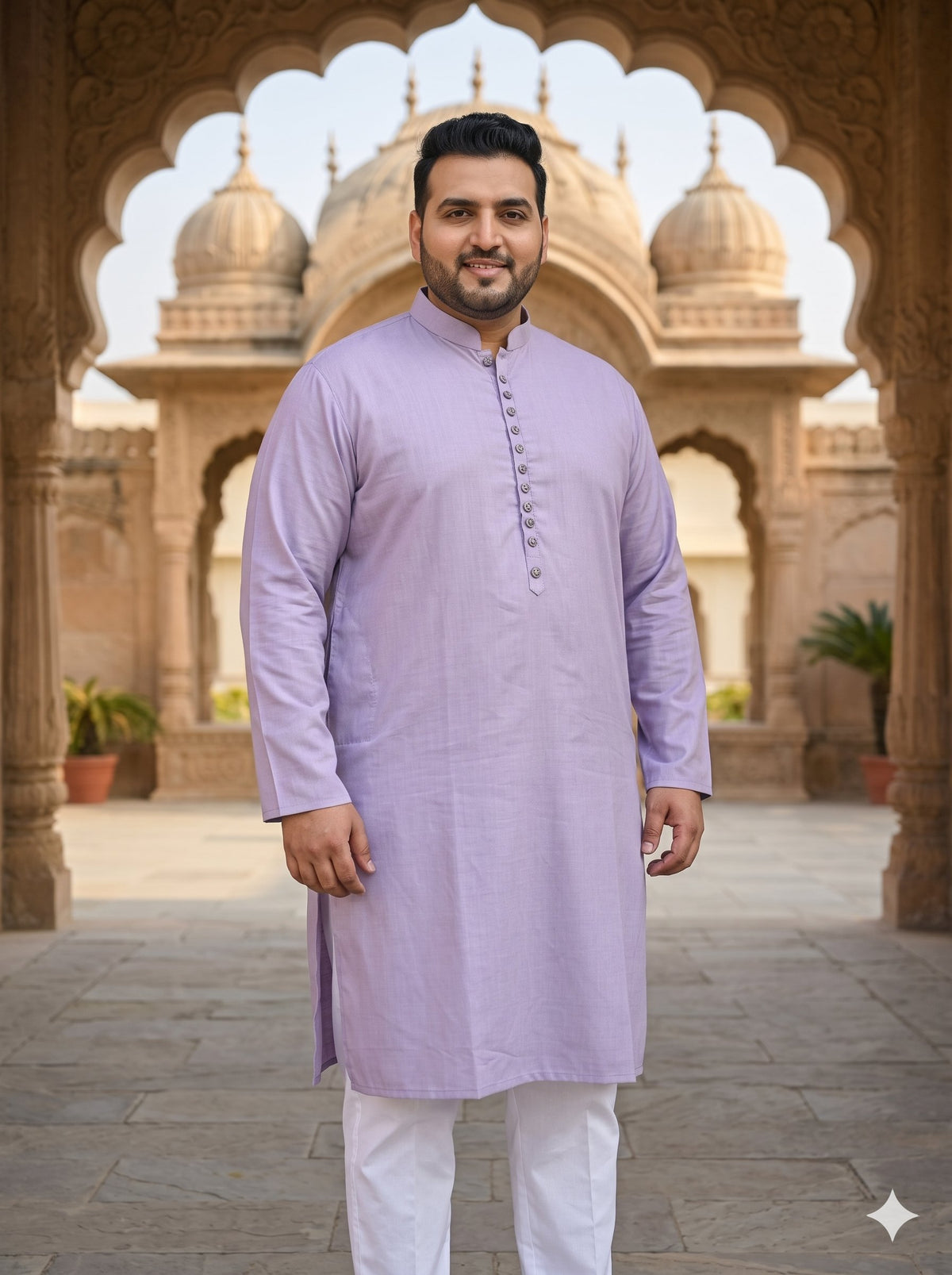 KPD4045 Lavender Plain Plus Size Kurta Pyjama