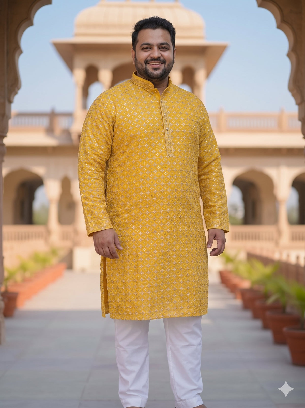 KPD4058 Plus Size Designer Yellow Kurta Pyjama