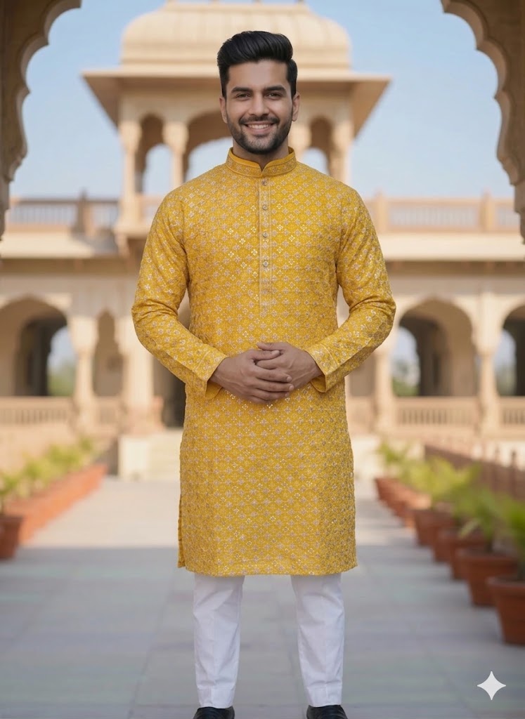 KPD4058 Plus Size Designer Yellow Kurta Pyjama