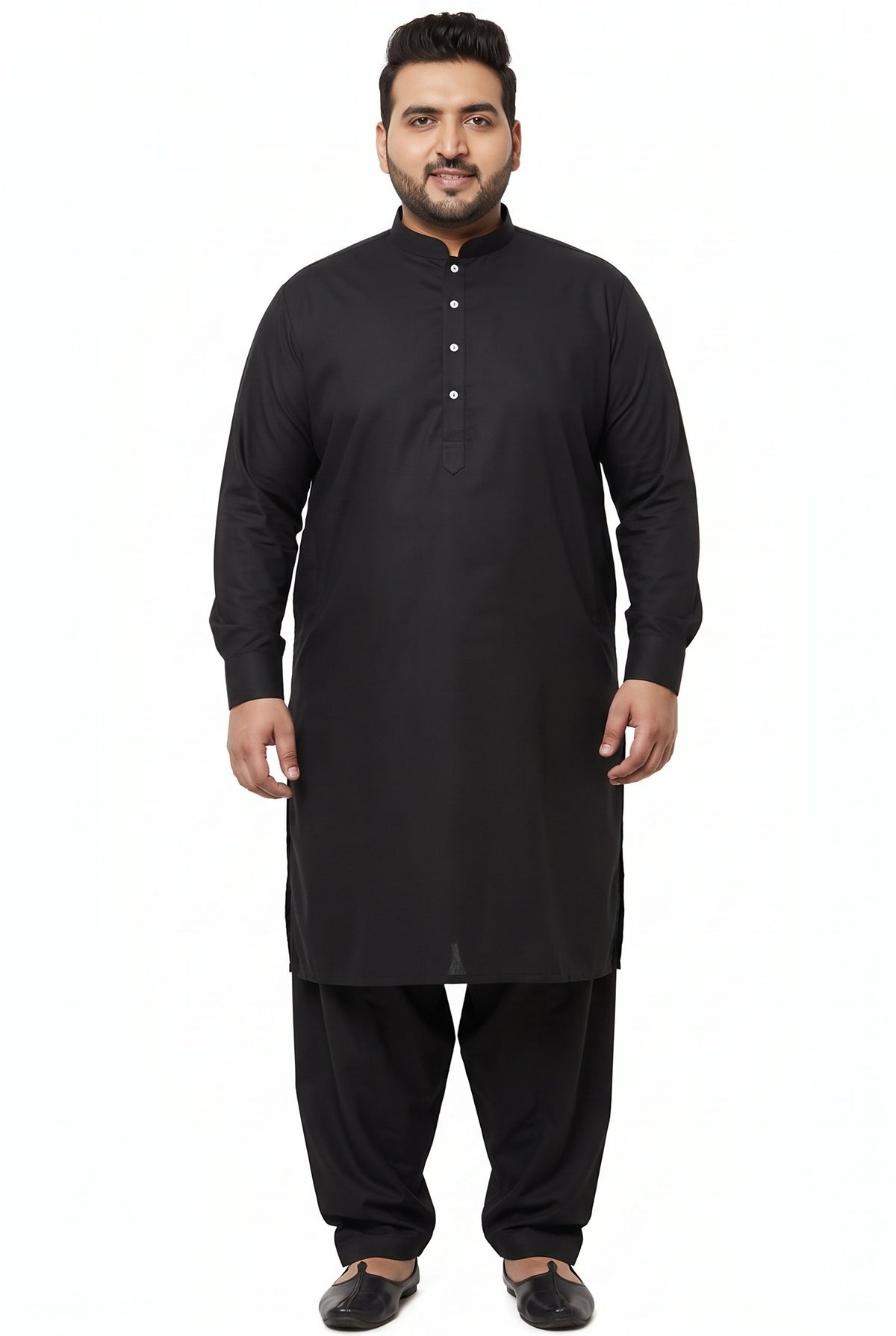 KPD4105 Plus Size Black Kurta with Straight Pyjama