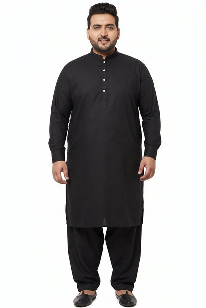 KPD4105 Plus Size Black Kurta with Straight Pyjama