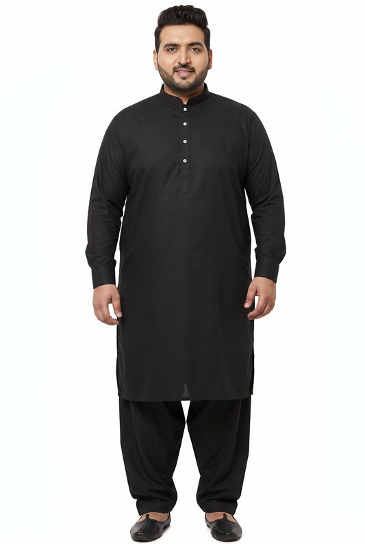 KPD4105 Plus Size Black Kurta with Straight Pyjama