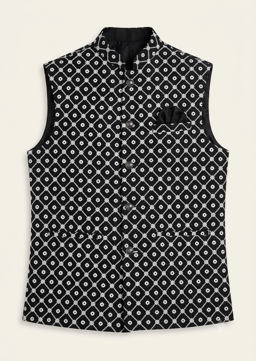 KPJ7018 Embroidery Designer Jacket In Black Color