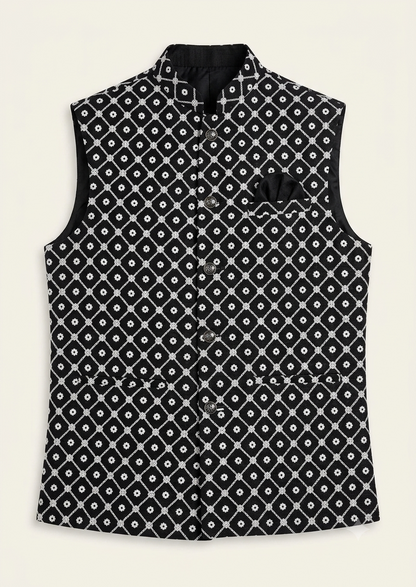 KPJ7018 Embroidery Designer Jacket In Black Color