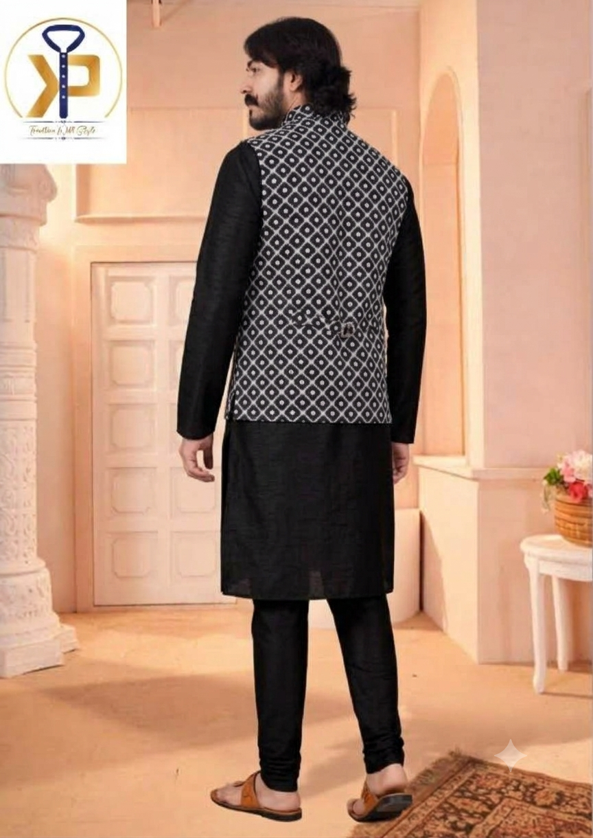 KPJ7018 Embroidery Designer Jacket In Black Color