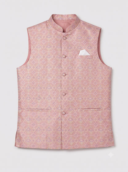 KPJ7020 Designer Work Pink Nehru Jacket