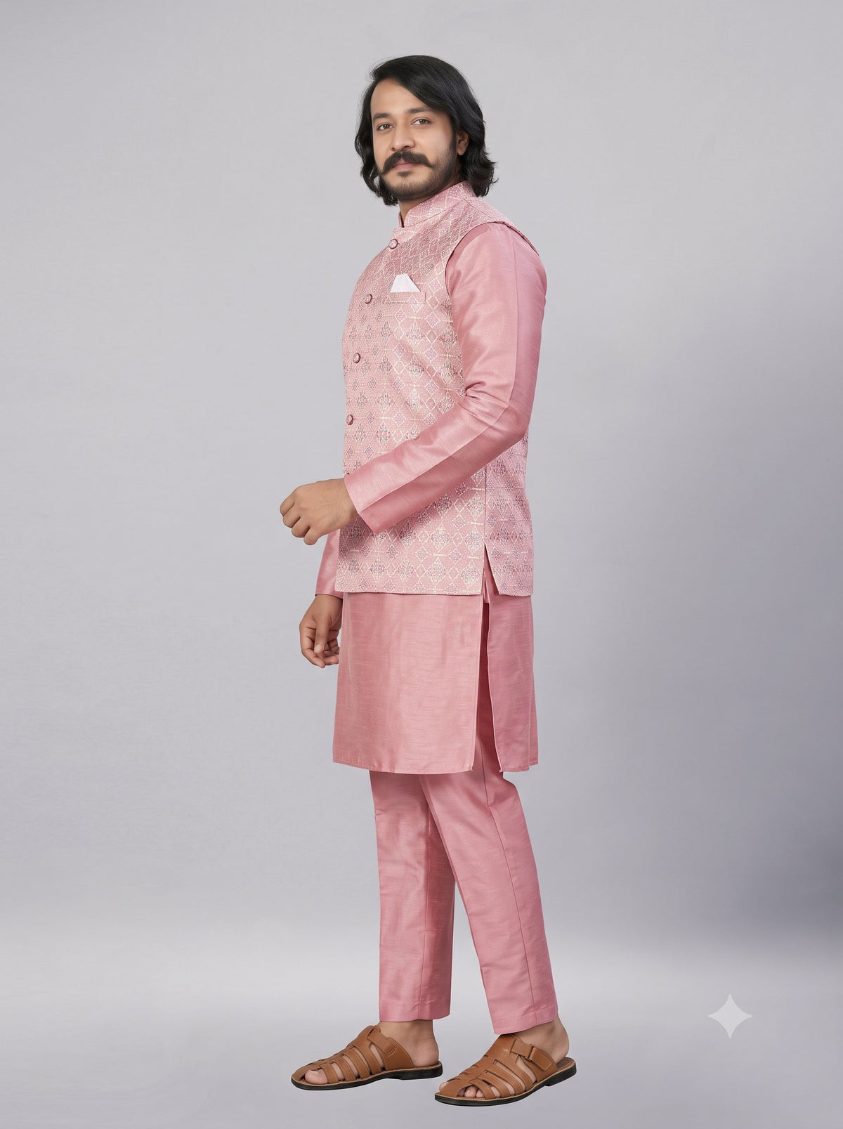KPJ7020 Designer Work Pink Nehru Jacket