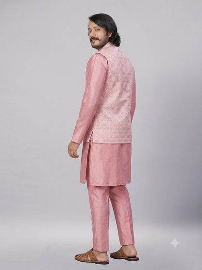 KPJ7020 Designer Work Pink Nehru Jacket