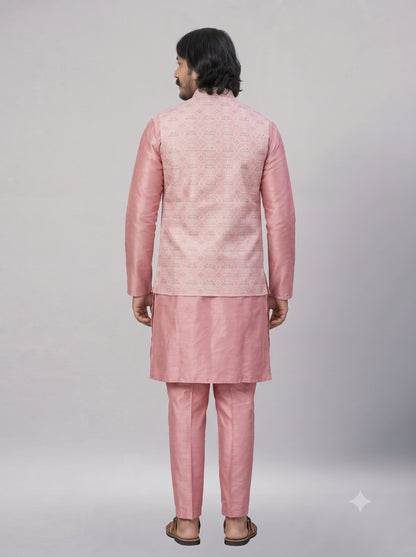 KPJ7020 Designer Work Pink Nehru Jacket