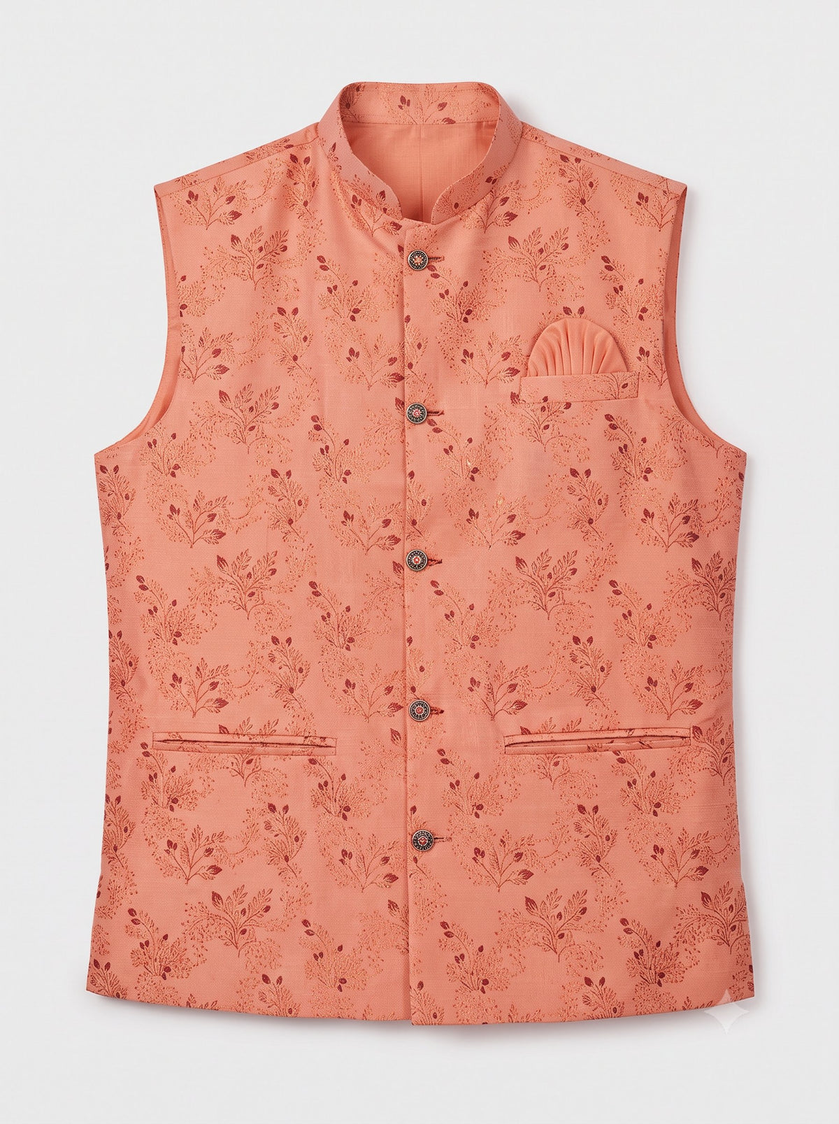 KPJ7022 Designer Peach Jacket (Koti) and Pocket Square