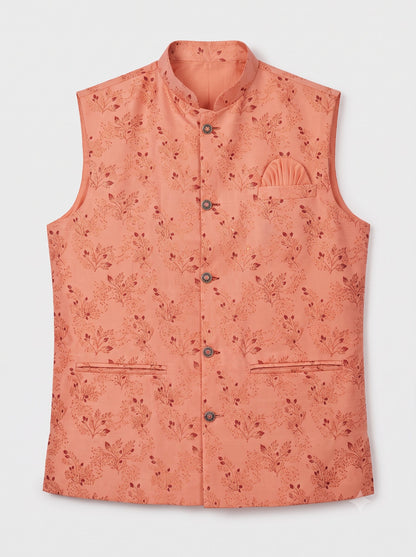 KPJ7022 Designer Peach Jacket (Koti) and Pocket Square
