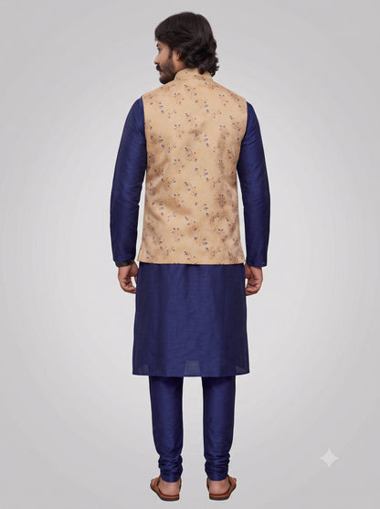 KPJ7023 Designer Golden Jacket (Koti) and Pocket Square