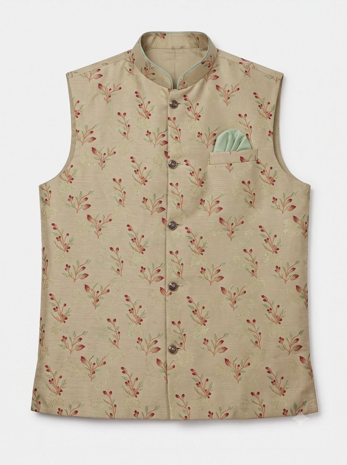 KPJ7024 Designer Beige Jacket (Koti) and Pocket Square