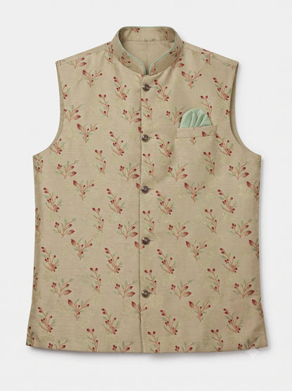 KPJ7024 Designer Beige Jacket (Koti) and Pocket Square
