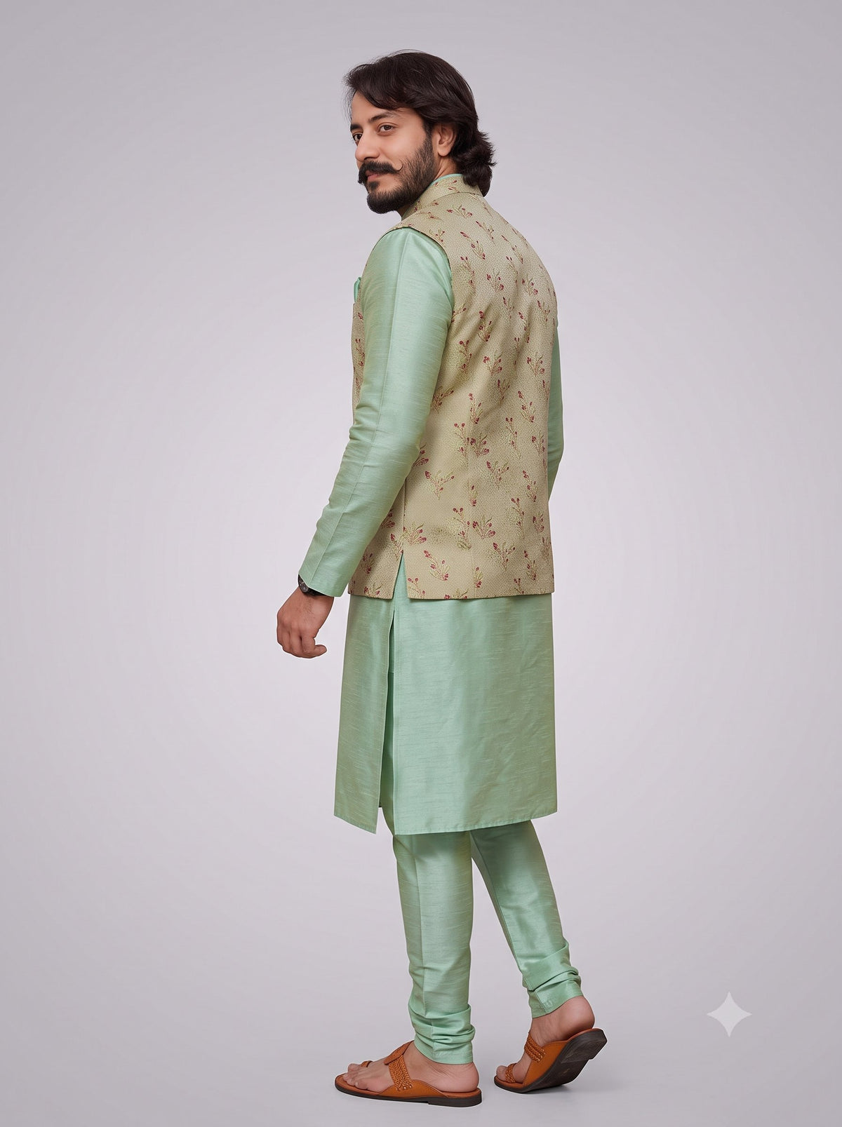 KPJ7024 Designer Beige Jacket (Koti) and Pocket Square