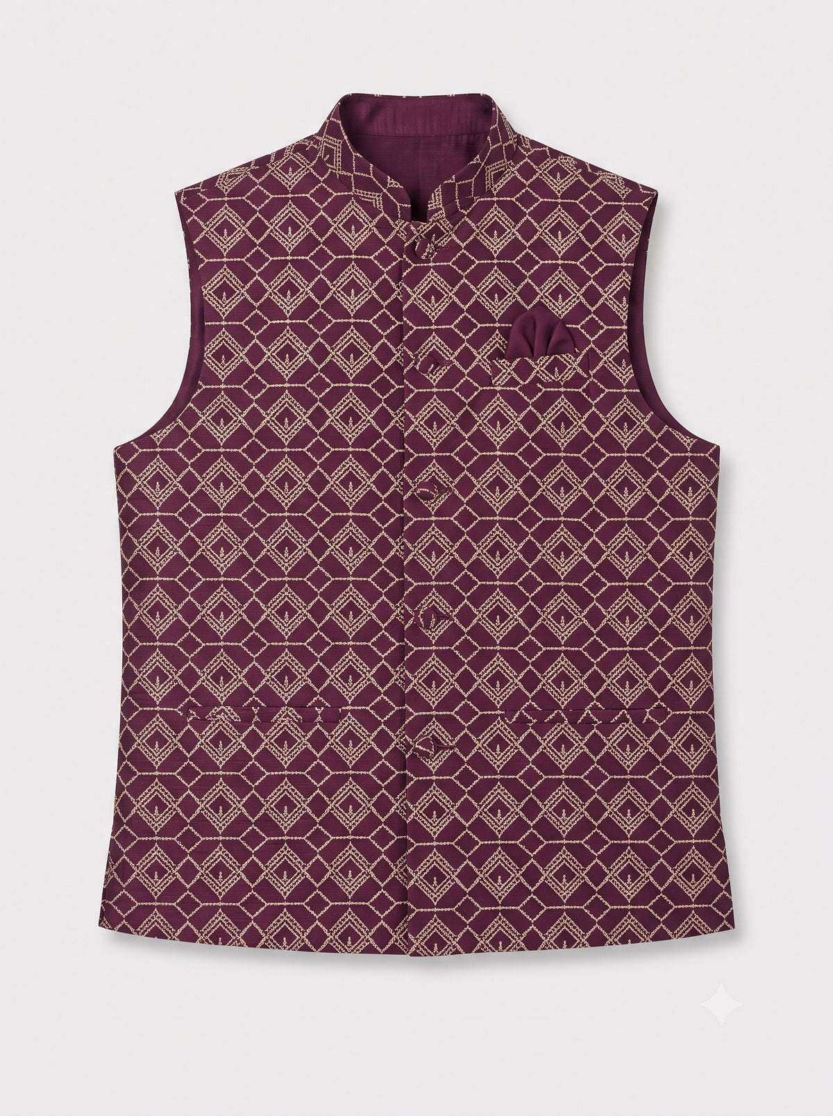 KPJ7028 Designer Cherry Red Nehru Jacket