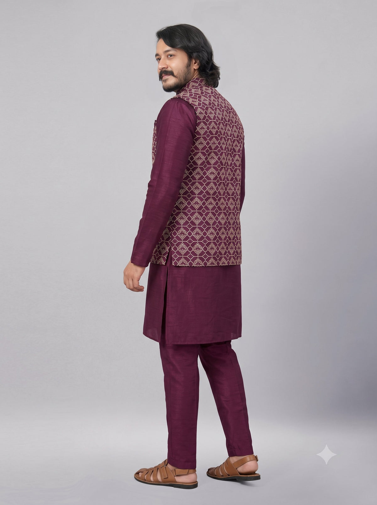 KPJ7028 Designer Cherry Red Nehru Jacket