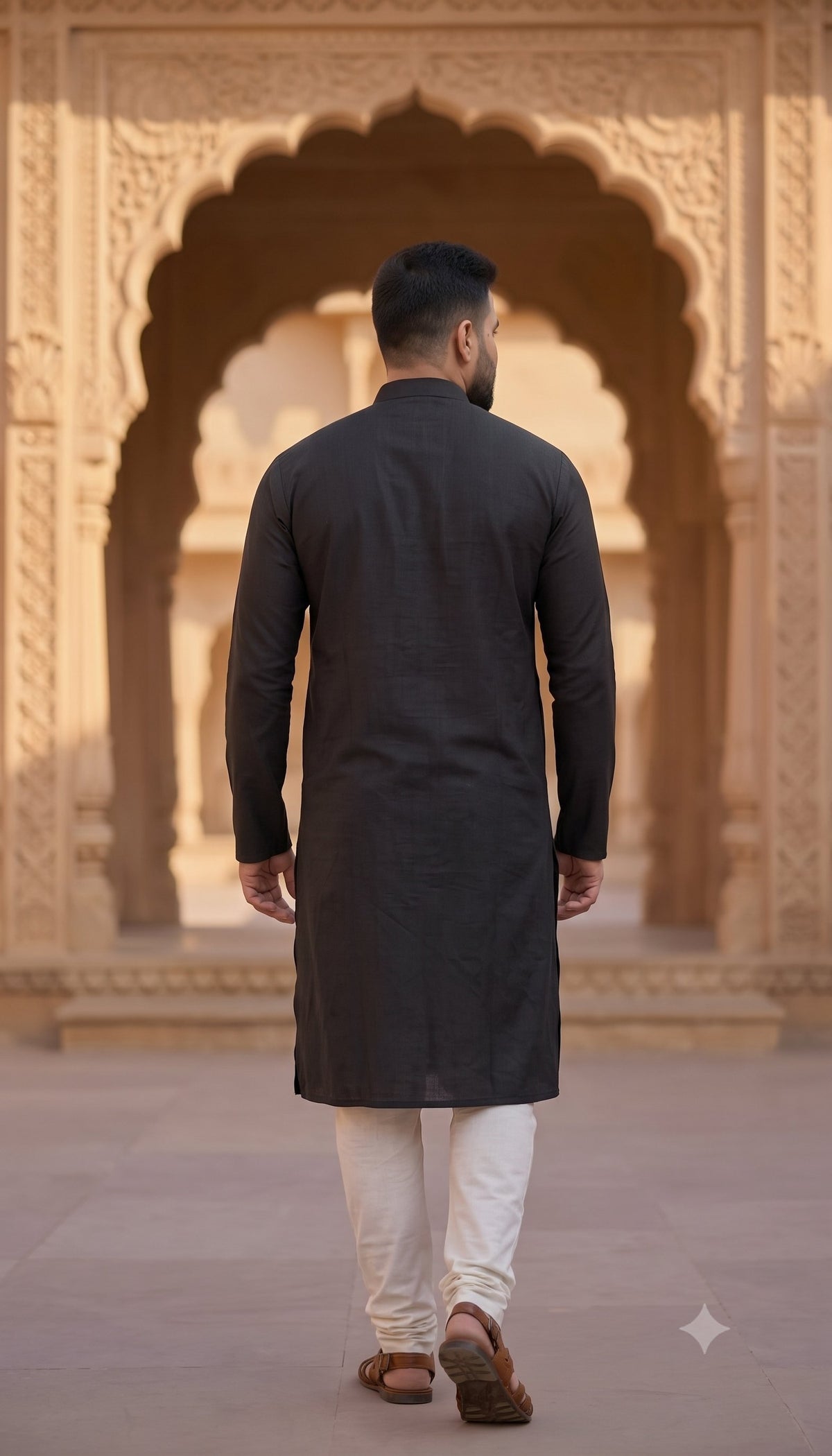 KPK7006 Black kurta With White Pyjama Set