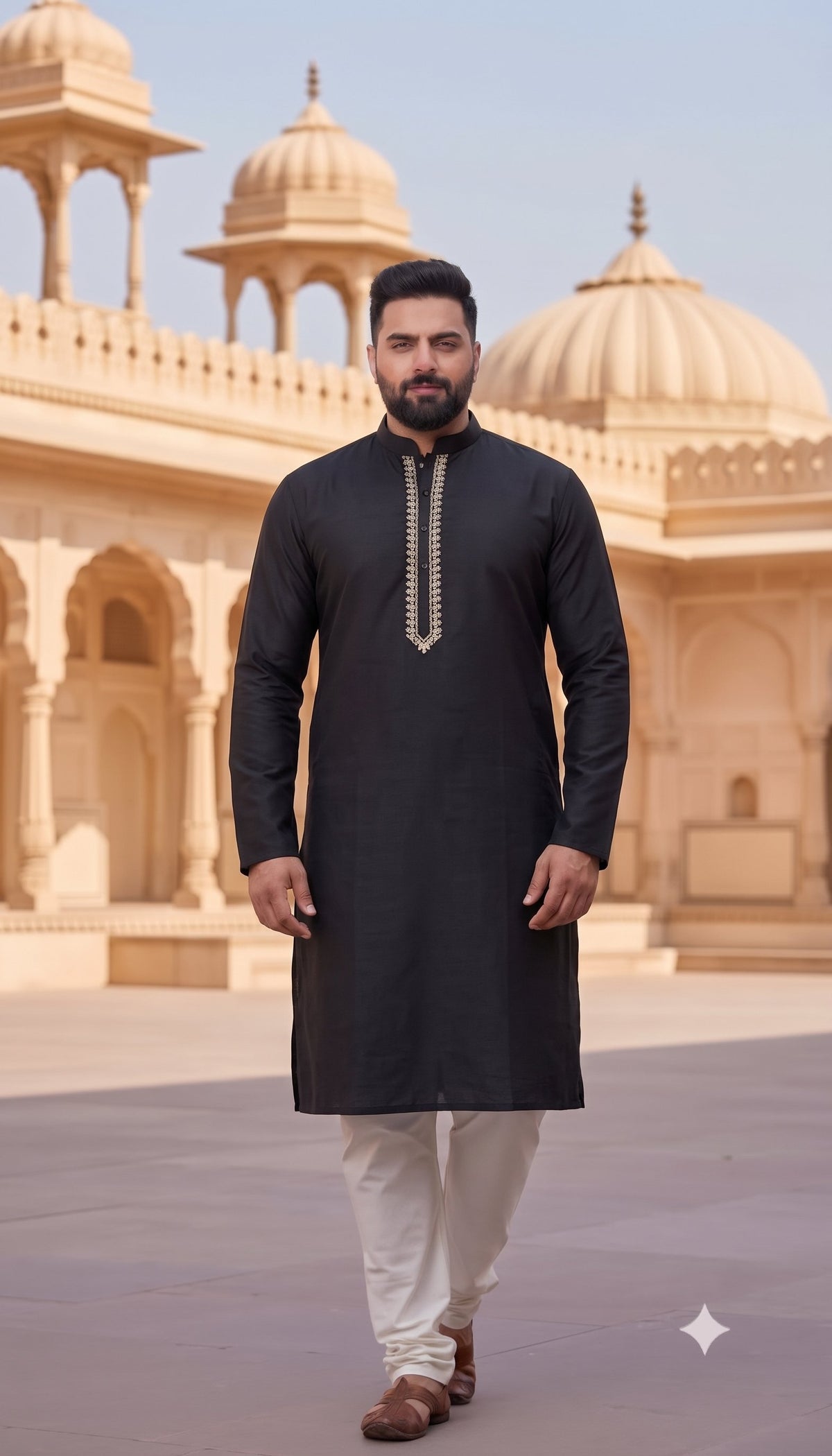KPK7006 Black kurta With White Pyjama Set