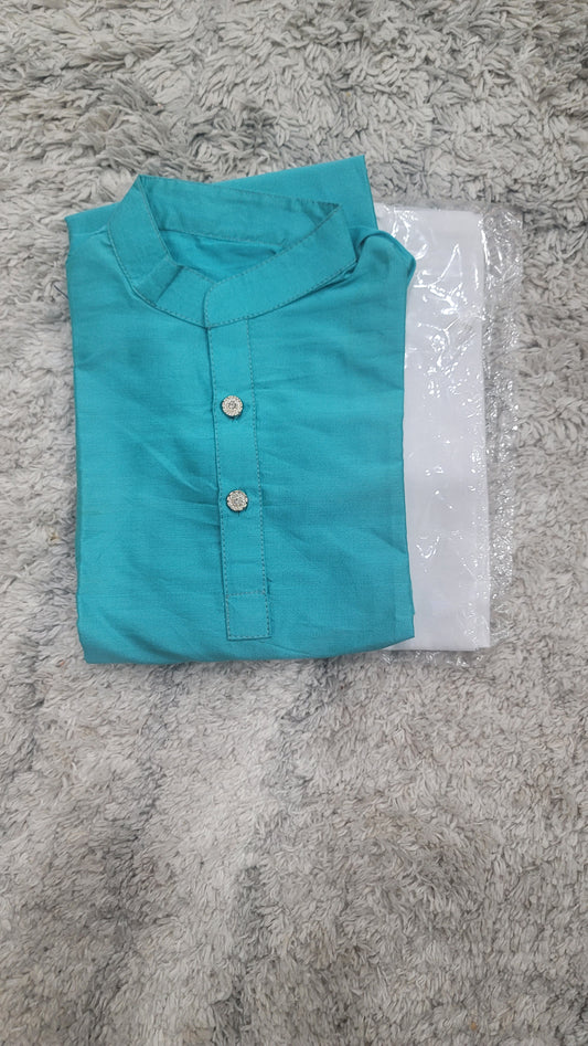 cyan blue kurta pyjama set