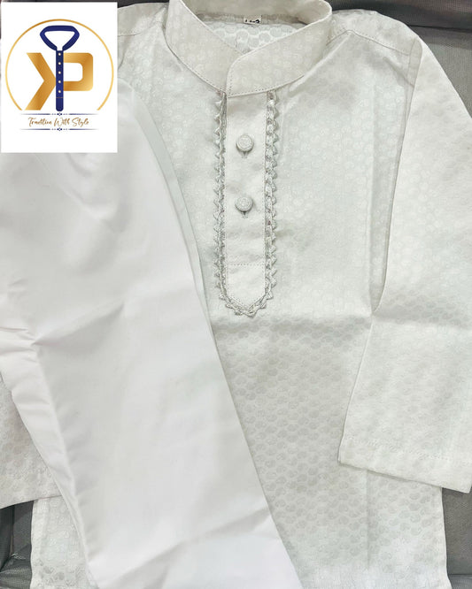 white kurta pyjama set for 1-2 year old age group