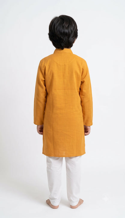 KPK7063 Orangish Kurta White Pyjama Set 5-6y