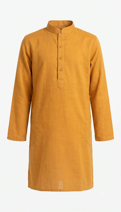 KPK7063 Orangish Kurta White Pyjama Set 5-6y