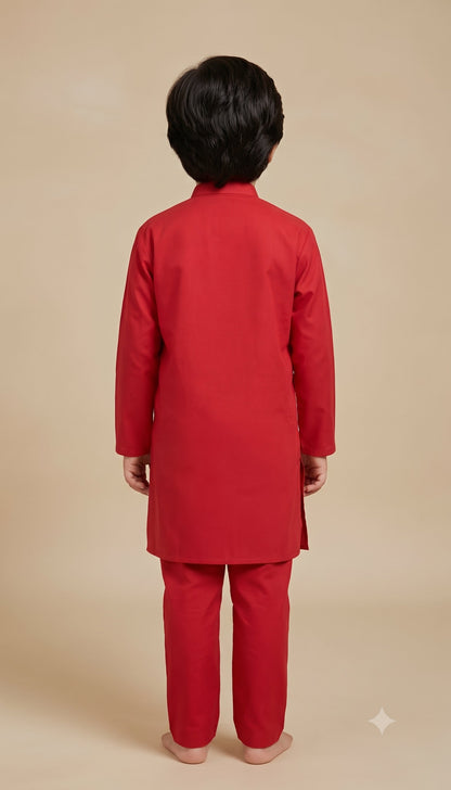 KPK7068 Red Kurta White Pyjama 5-6 y