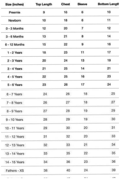 Kids boys wear kurta size chart