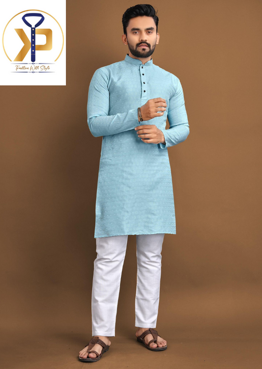 light blue kurta pyjama set for men