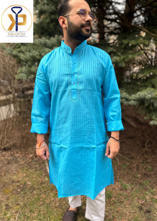 light blue kurta pyjama for men