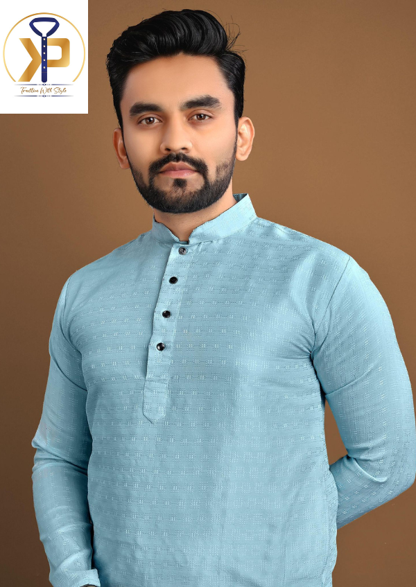 light blue kurta pyjama for men