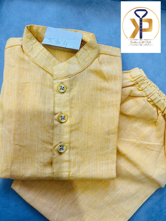 KPK7015 Mango Yellow kurta With Pyjama Set 2-4Year