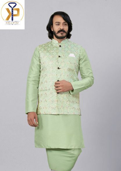 light green nehru jacket