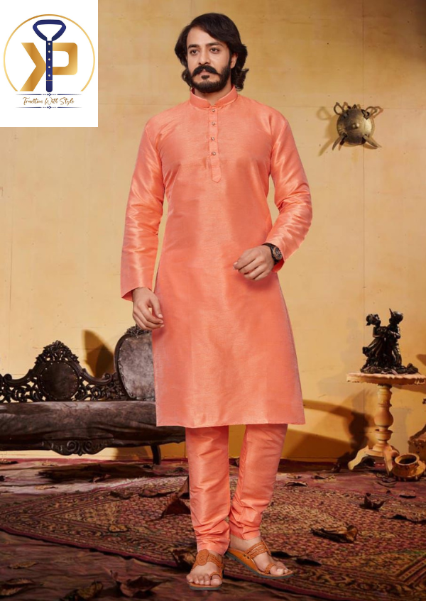 peach kurta pyjama for men