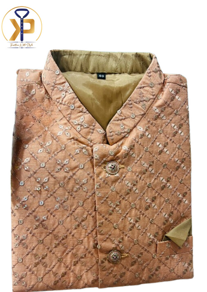 peach nehru jacket for men