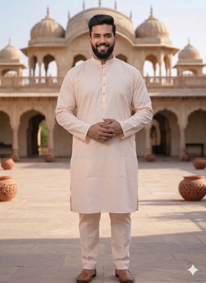 KPD4070 Plus Size Plain Peach Kurta with Pyjama