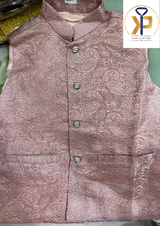 pink nehru jacket for kids