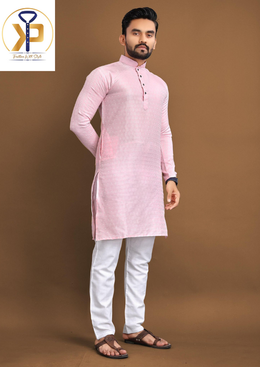 pink kurta pyjama for men