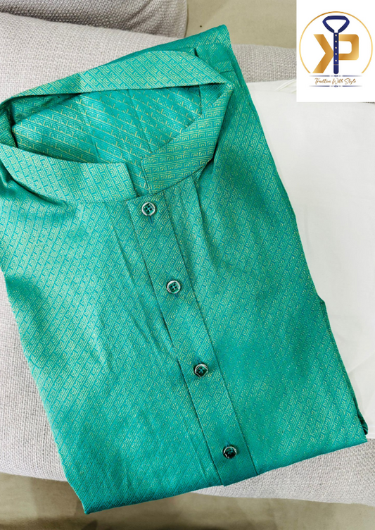 plus size sea green designer kurta pyjama set
