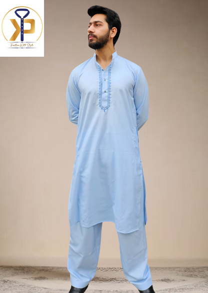 sky blue pathani kurta pyjama