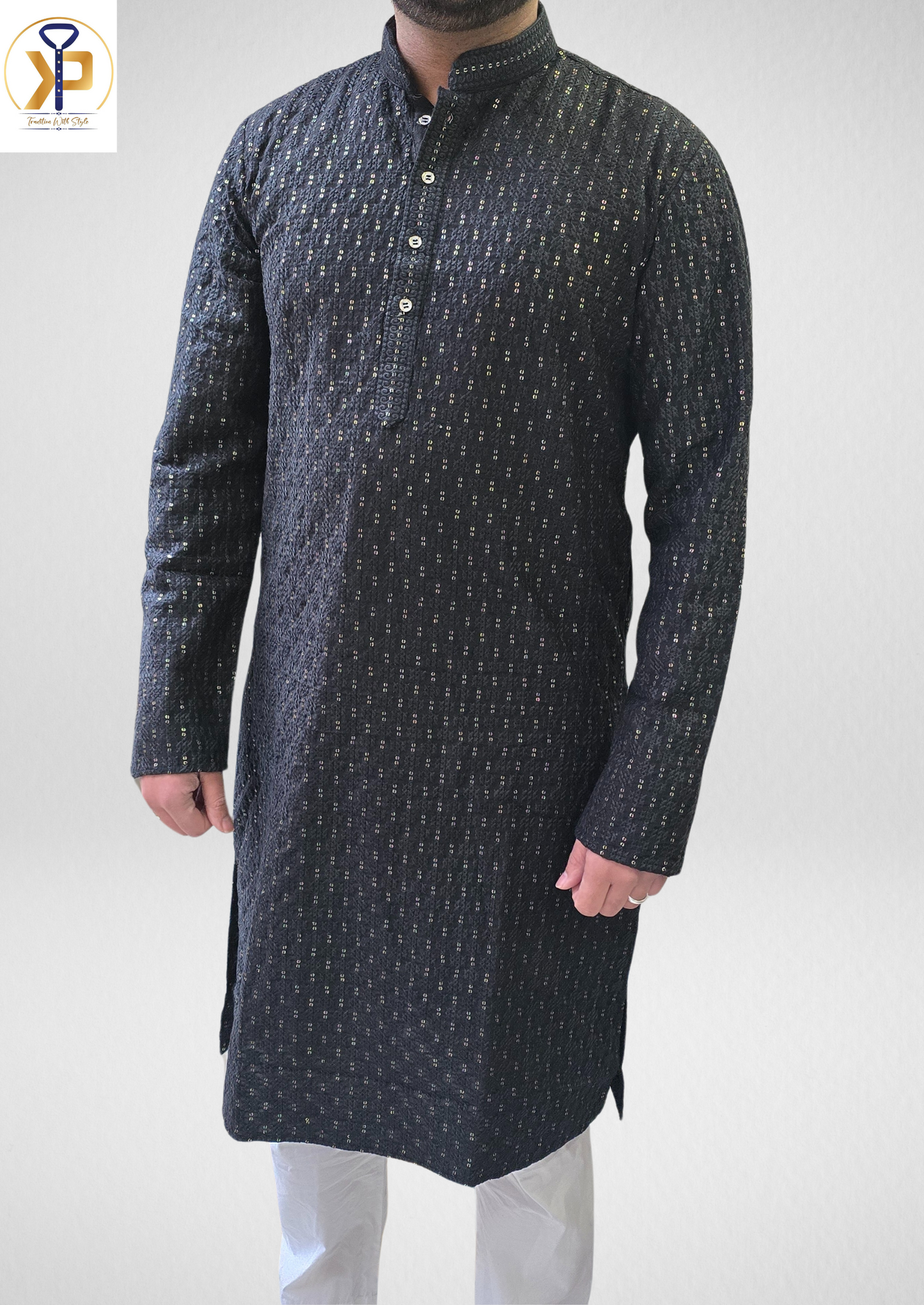 black designer kurta pyjama