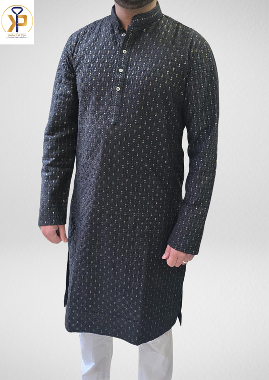 KPD5056 Black Kurta Pyjama For Men